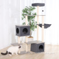 เฟอร์นิเจอร์ Cat Tower ที่ทันสมัยหลายระดับรอยขีดข่วนไม้
